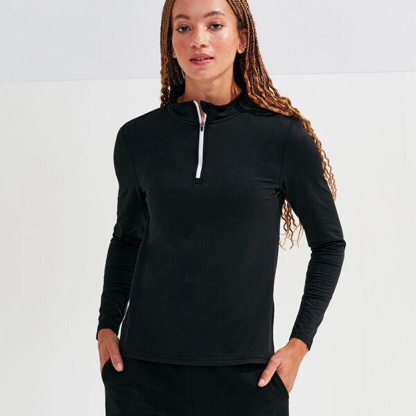 Women’s TriDri® recycled long sleeve brushed back ¼ zip top Thumbnail